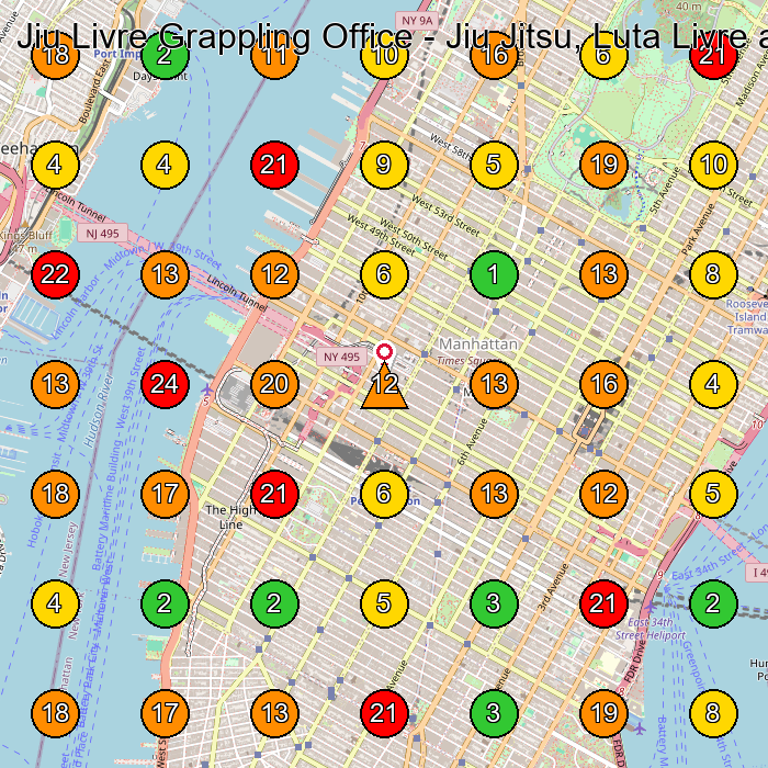 Jiu Livre Grappling Office - Jiu Jitsu, Luta Livre and Self Defense Martial Arts School GeoGrid ranking map for New York NY